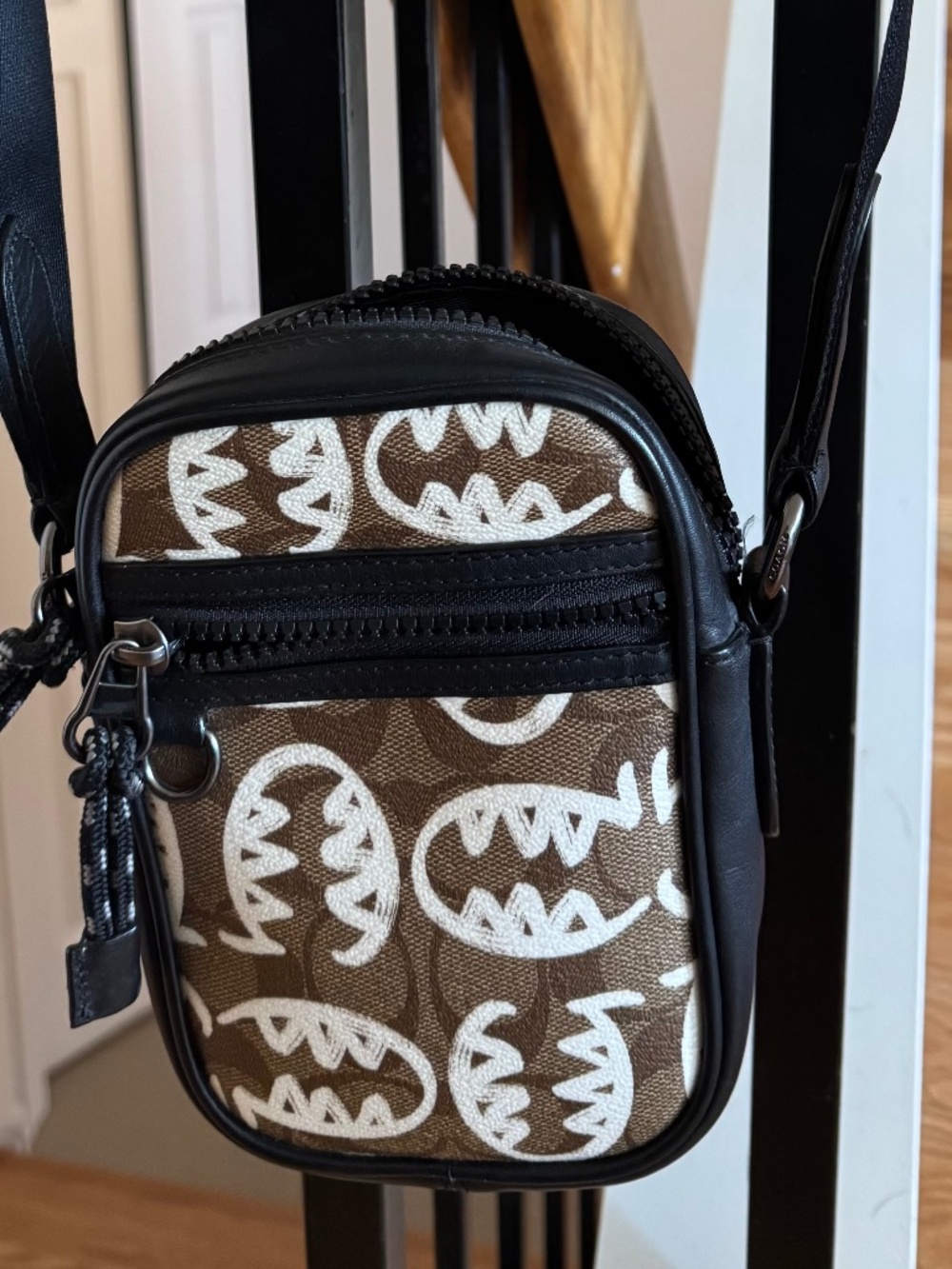 Coach x Guang Yu Mini Crossbody Bag Brown Black Graffiti Print